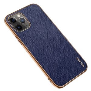 For Apple iPhone 12 Pro Soft Leather Shockproof Luxury Stream Plating Elegant Case Cover (Blue)