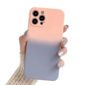 For Apple iPhone 12 Pro max Smart Shockproof Liquid Silicone Full Camera Protective Case Cover (Coral + Gray)