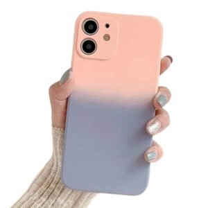 For Apple iPhone 12 Smart Shockproof Liquid Silicone Full Camera Protective Case Cover (Coral+Grey)For Apple iPhone 12 Smart Shockproof Liquid Silicone Full Camera Protective Case Cover (Coral+Grey)