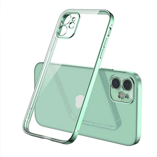 For Apple iPhone 12 Smart Shockproof Luxury Stream Electro Plating Clear Elegant Case Cover (Green)