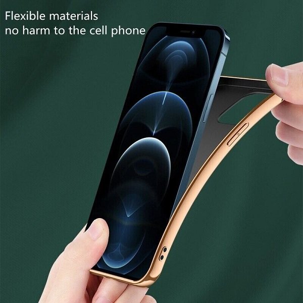 For Apple iPhone 12 Soft Leather Shockproof Luxury Stream Plating Elegant Case Cover (Black)