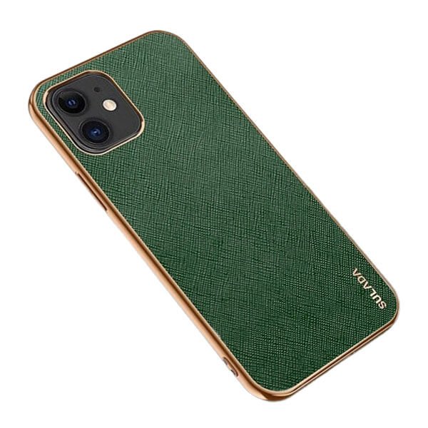 For Apple iPhone 12 Soft Leather Shockproof Luxury Stream Plating Elegant Case Cover (Green)