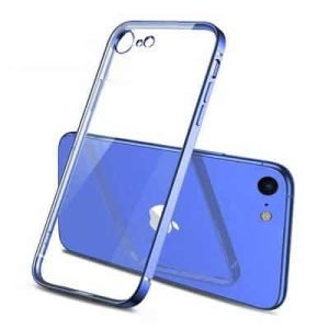 For Apple iPhone 8 Smart Shockproof Luxury Stream Electro Plating Clear Elegant Case Cover (Blue)