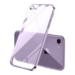 For Apple iPhone 8 Smart Shockproof Luxury Stream Electro Plating Clear Elegant Case Cover (Purple)
