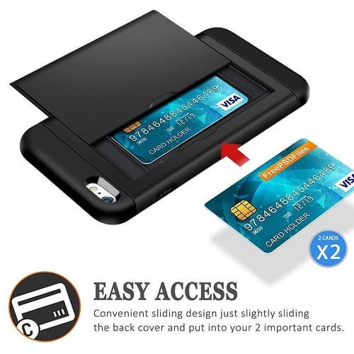 For Apple iPhone SE 2020 Shockproof Card Slot Wallet Heavy Duty Case Tough 360 Case Cover (Blue)