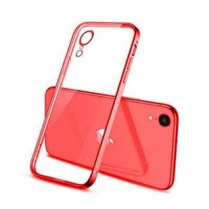 For Apple iPhone XR Smart Shockproof Luxury Stream Electro Plating Clear Elegant Case Cover (Red)
