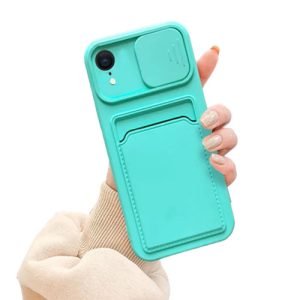 For Apple iPhone XR Smart Shockproof Slide Camera Protector Card Slots Wallet Case Cover (Mint))