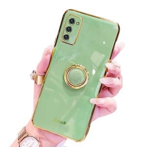 For Samsung Galaxy S20 FE Ring Case Shockproof Luxury Stream Plating Elegant Cover Case (Green)