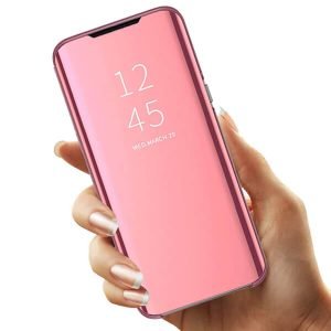 For Samsung Galaxy S8 Case Luxury Mirror View Flip PU Shockproof Protective Case Cover (Rose Gold)