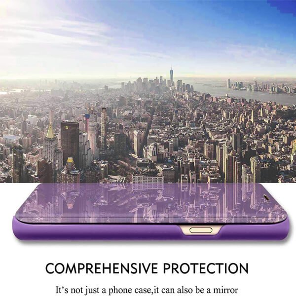 For Samsung Galaxy S8 Luxury Mirror View Flip PU Shockproof Protective Case Cover (Purple)