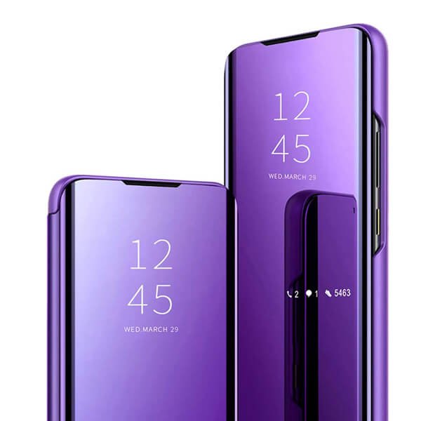 For Samsung Galaxy S8 Luxury Mirror View Flip PU Shockproof Protective Case Cover (Purple)