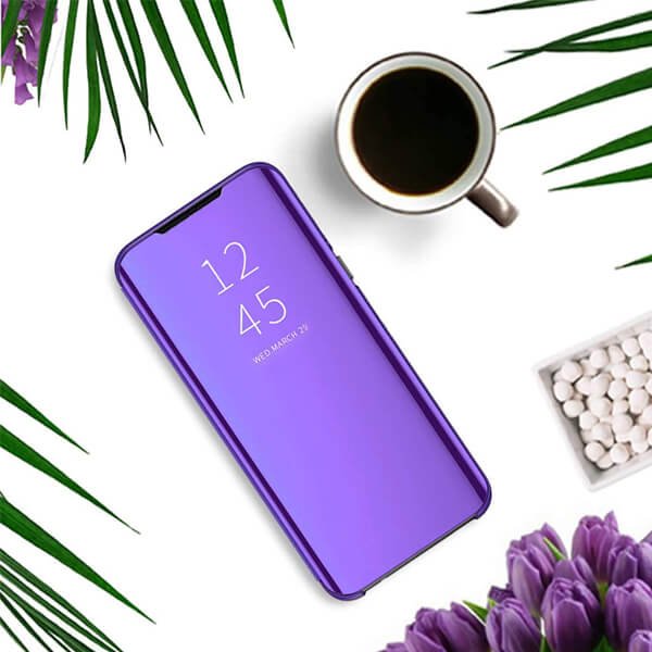 For Samsung Galaxy S8 Luxury Mirror View Flip PU Shockproof Protective Case Cover (Purple)