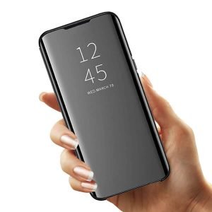 For Samsung Galaxy S8 Plus Luxury Mirror View Flip PU Shockproof Protective Case Cover (Black)
