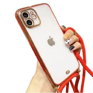 For iPhone 11 Luxury Stream Electro Plating With Chain Elegant Case Cover (Red)