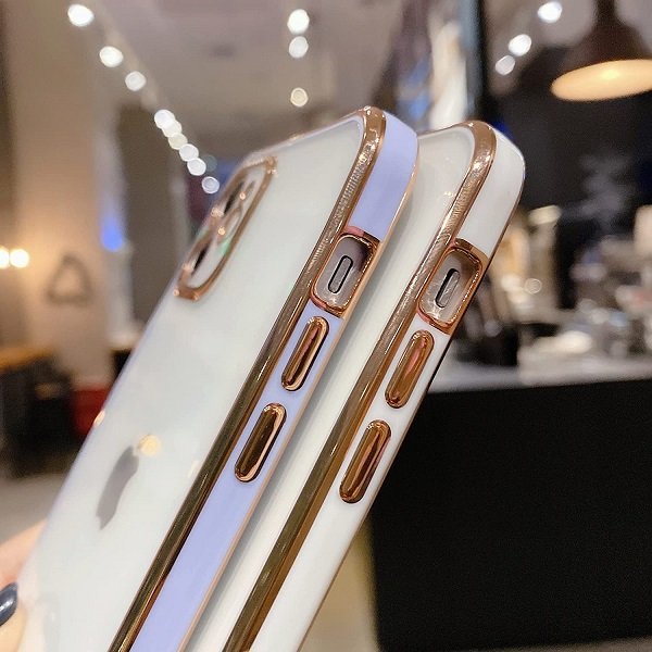 For iPhone 12 Luxury Stream Electro Plating With Chain Elegant Case Cover (Purple)