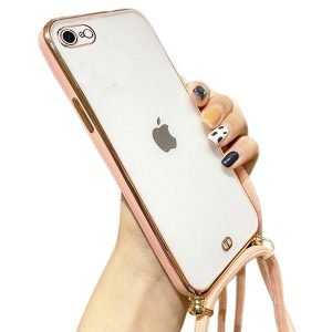 For iPhone 8 Luxury Stream Electro Plating With Chain Elegant Case Cover (Pink)