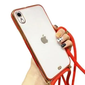 For iPhone XR Luxury Stream Electro Plating With Chain Elegant Case Cover (Red)