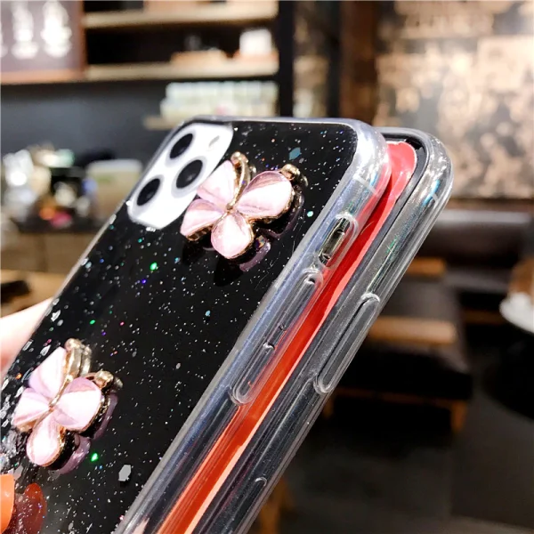 For Apple iPhone 8 Smart Shockproof Glitter Crystal butterfly Wrist Strap Case Cover (Green) - Image 9