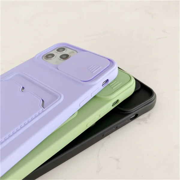 For Apple iPhone 11 Smart Shockproof Slide Camera Protector Card Slots Wallet Case Cover (Pink) - Image 2