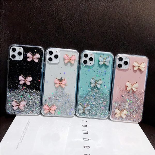 For Apple iPhone 8 Smart Shockproof Glitter Crystal butterfly Wrist Strap Case Cover (Green) - Image 7