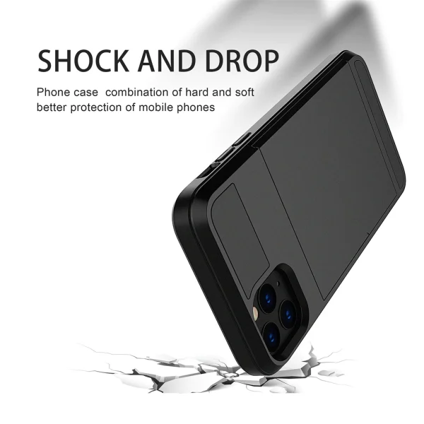 For Apple iPhone XS Shockproof Card Slot Wallet Heavy Duty Case Tough 360 Case Cover (Black) - Image 2
