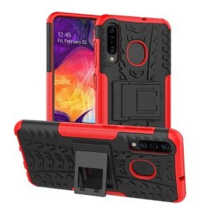 Samsung Galaxy A50 Heavy Duty Tough Kickstand Shockproof Rugged Case Cover (Red)