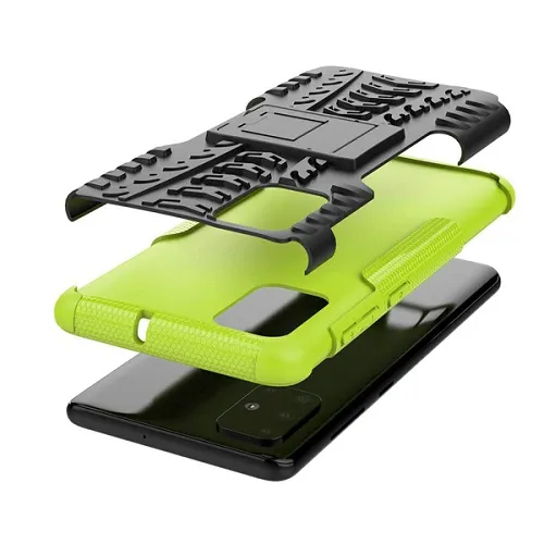 Samsung Galaxy A51 Heavy Duty Tough Kickstand Shockproof Rugged Case Cover (Green)