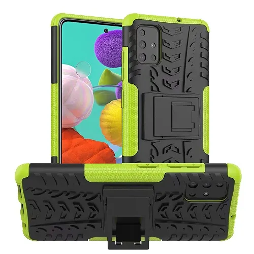 Samsung Galaxy A51 Heavy Duty Tough Kickstand Shockproof Rugged Case Cover (Green)