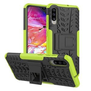 Samsung Galaxy A70 Heavy Duty Tough Kickstand Shockproof Rugged Case Cover (Green)