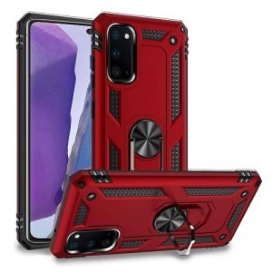 Samsung Galaxy Note 20 Magnetic Ring Rugged Shockproof Case Heavy Duty Protective Back Cover (Red)