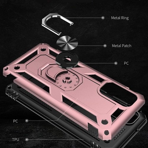 Samsung Galaxy Note 20 Magnetic Ring Rugged Shockproof Case Heavy Duty Protective Back Cover (Rose Gold)