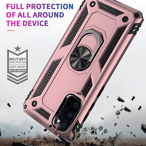 Samsung Galaxy Note 20 Magnetic Ring Rugged Shockproof Case Heavy Duty Protective Back Cover (Rose Gold)