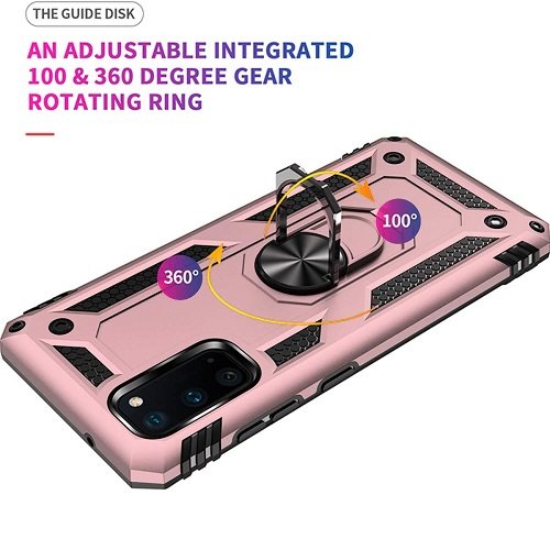 Samsung Galaxy Note 20 Magnetic Ring Rugged Shockproof Case Heavy Duty Protective Back Cover (Rose Gold)