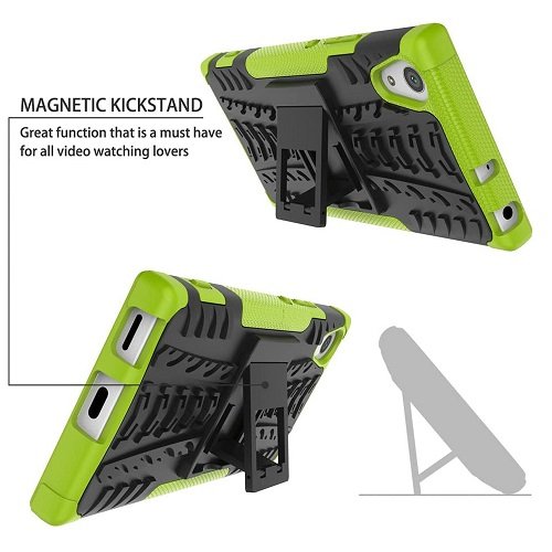 Sony XA1 Heavy Duty Tough Kickstand Shockproof Rugged Case Cover (Green)