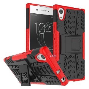 Sony XA1 Heavy Duty Tough Kickstand Shockproof Rugged Case Cover (Red)