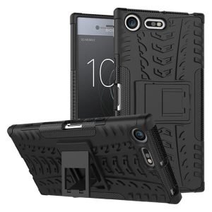 Sony XZ Premium Heavy Duty Tough Kickstand Shockproof Rugged Case Cover (Black)