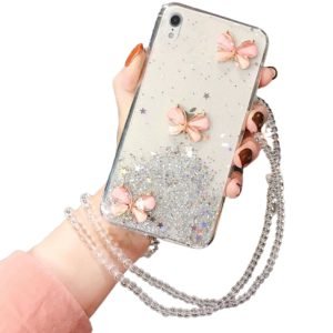 For Apple iPhone XS Smart Shockproof Glitter Crystal butterfly Wrist Strap Case Cover (White)