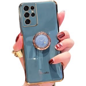Samsung Galaxy S20 Ultra Plating Ring Cover Ring Case Shockproof Luxury Stream Plating Elegant Cover Case (Gray)