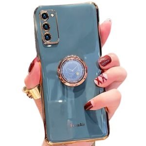 For Samsung Galaxy S20 Ring Case Shockproof Luxury Stream Plating Elegant Cover Case (Gray)