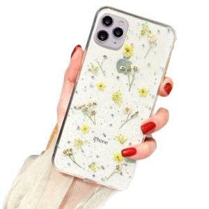 For Apple iPhone 11 Pro Smart Shockproof Dry Flower Glitter TPU Cover Case (Yellow)