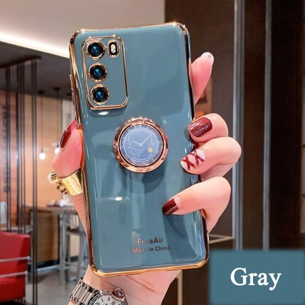 For Samsung Galaxy S21 Plus Ring Case Shockproof Luxury Stream Plating Elegant Cover Case (Grey) - Image 6