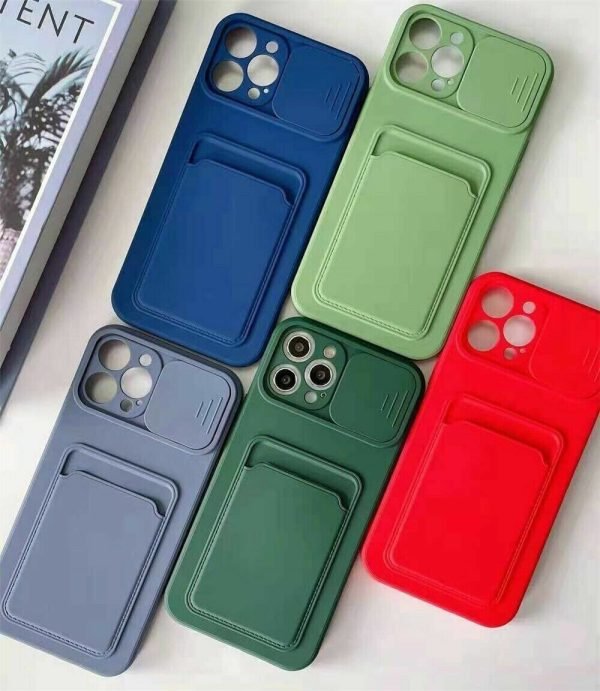 For Apple iPhone XR Smart Shockproof Slide Camera Protector Card Slots Wallet Case Cover (Purple) - Image 4