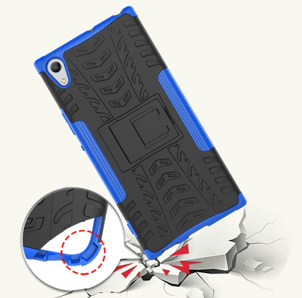 Sony XA1 Heavy Duty Tough Kickstand Shockproof Rugged Case Cover (Blue) - Image 3
