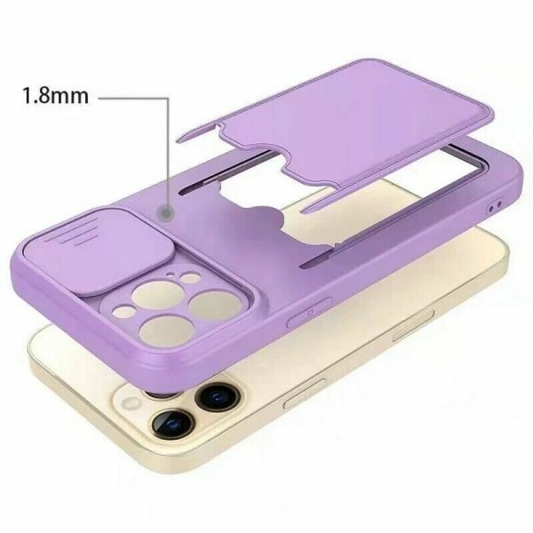 For Apple iPhone 11 Smart Shockproof Slide Camera Protector Card Slots Wallet Case Cover (Pink) - Image 5