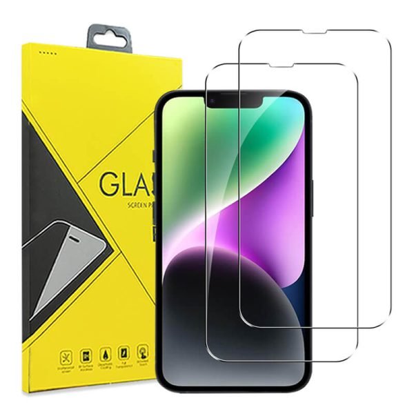 [2 Pack] Apple iPhone 14 Tempered Glass Screen Protector Film Guard (Clear)