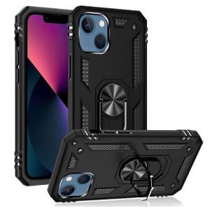 Apple iPhone 13 Magnetic Ring Rugged Shockproof Case Heavy Duty Protective Back Cover (Black)