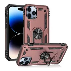 Apple iPhone 14 Pro Magnetic Ring Rugged Shockproof Case Heavy Duty Protective Back Cover (Rose Gold)