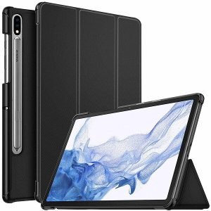 Samsung Galaxy Tab S8 11 inch 2022 Folio Smart Leather Magnetic Stand Case Shockproof Cover (Black)
