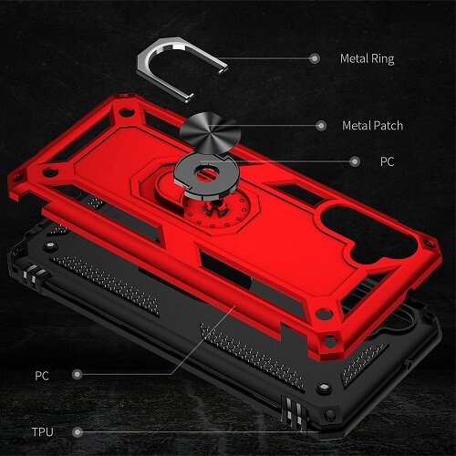 Samsung Galaxy A13 5G Magnetic Ring Rugged Shockproof Case Heavy Duty Protective Back Cover (Red)