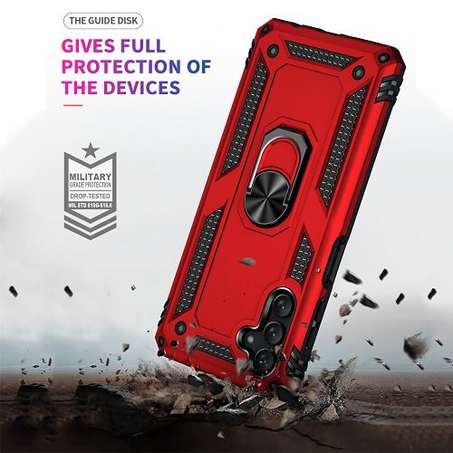 Samsung Galaxy A13 5G Magnetic Ring Rugged Shockproof Case Heavy Duty Protective Back Cover (Red)